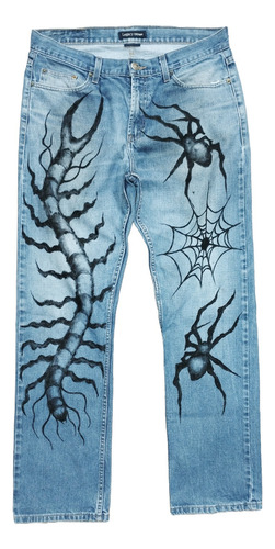 Pantalon Jean Poison Centipede Vintage Blue Intervenida 