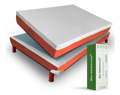 Colchon Con Box Bio Mattress King Size Hermes Memory Foam Color Anaranjado