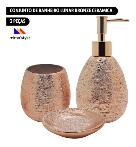 Conjunto De Banheiro Lunar Bronze C/ 3 Peças Mimo