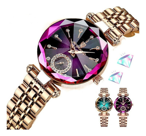 Poedagar Reloj De Cuarzo En Oro Rosa Con Diseño De