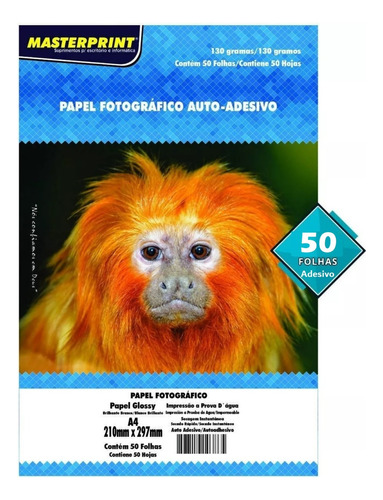 Papel Fotográfico Masterprint Adesivo 130g A4 - 50 Folhas