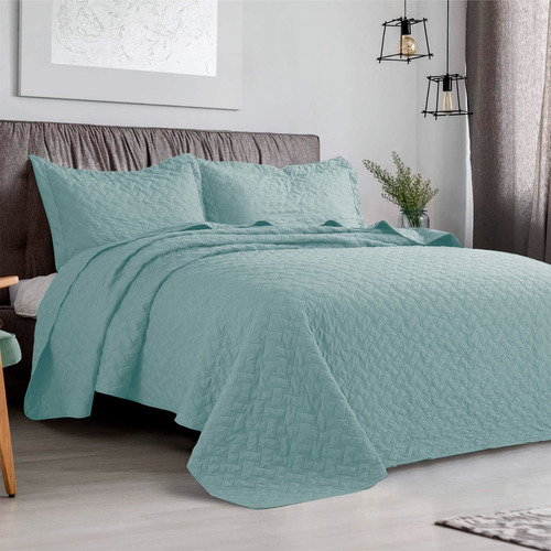 Cubrecama Quilt De Verano 2.5 Plazas (king) Verde Agua