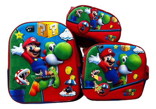 Kit Mochila Kinder, Lonchera Lapicera Combo 3d  Económico Niño O Niña Varios Personajes A Elegir 