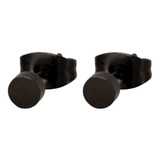 Aretes Broquel Acero Inoxidable Negro Mayoreo Et202801b-2 