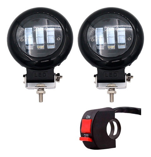 Par Faros Auxiliar Led Neblinero Para Moto + Switch On/off