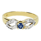 Anillo Zafiro Central Diamantes Oro 18 Kt. - Free Watch