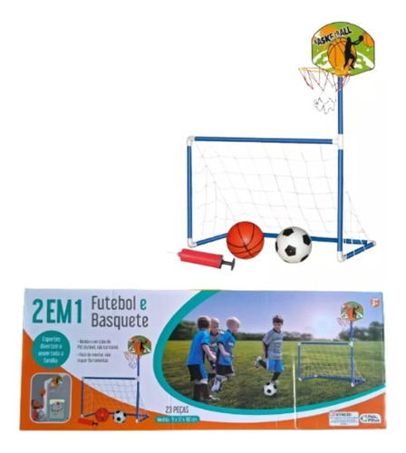 Gol Futebol E Cesta De Basquete Brinquedo Infantil 2 Em 1