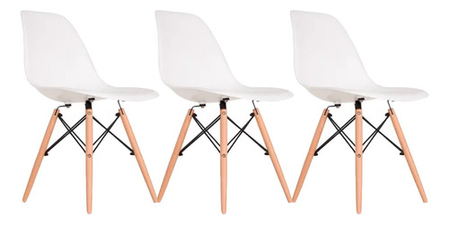 Kit 3 Cadeiras Decorativa De Jantar Com Design Eames Charles
