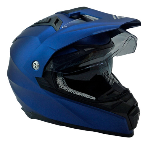 Casco Azul Faseed P/moto Con Mica Transparente Y Lente Negro
