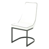 Interimobel: Silla De Comedor Minimalista De Vinipiel Kerry Estructura De La Silla Negro Asiento Blanco Con Orilla Negra Diseño De La Tela Vinil