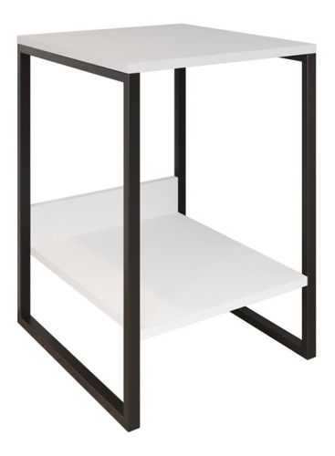 Mesa Tokio Industrial De Quarto Lado Cama Ferro Preto