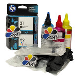 Cartuchos Hp 21 Negro + 22 Color Originales + Kit De Recarga