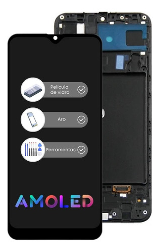 Frontal Tela Display Touch P/ A20 A205 Amoled + Kit + Pelícu