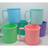 Taza Jarro Mug Plástico X20 C/apoya Dedo Colores Pasteles