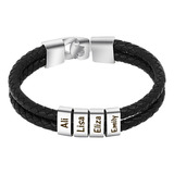 A Pulseira Masculina De Couro Com Miçangas Personalizadas,