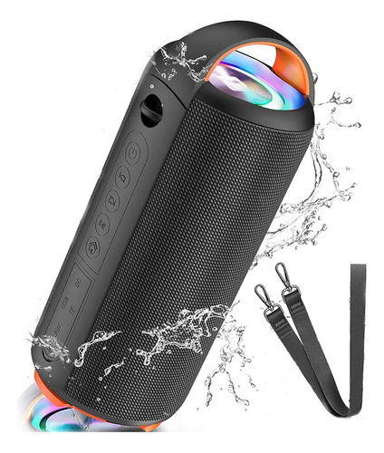 Bocina Bluetooth 5.0 Portátil Impermeable Con Sonido Estéreo Color Negro