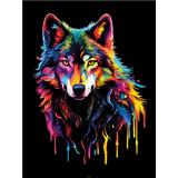 Cuadro Lobo Efecto Pintura-decoracion Del Hogar 60cm X 45cm