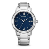 Reloj Citizen Aw167082l Para Hombre Ecodrive Analogico Color De La Malla Plateado Color Del Bisel Azul Color Del Fondo Azul