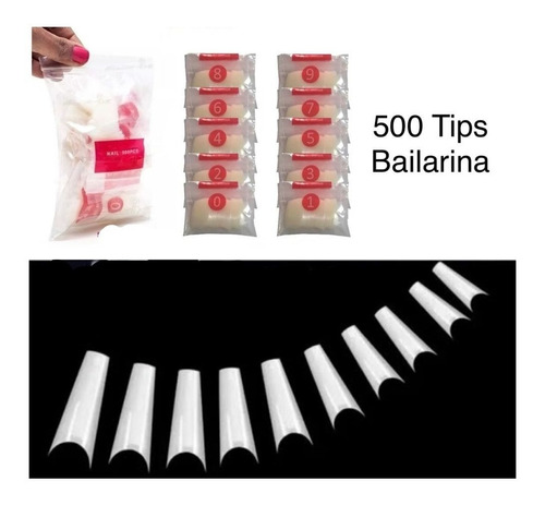 500 Tips Alongamento Bailarina Natural Refil Unhas Postiças