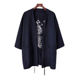 Cárdigan Kimono Chino Bordado Dragón Chaqueta Yukata