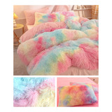 Cobertor De Invierno Peludito Multicolor  Extrasuave 2plaza*
