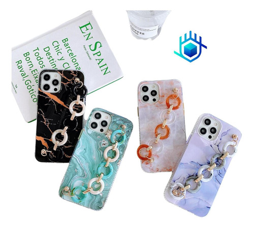 Funda Marmol Correa Para iPhone + Mica Protector Mujer Dama