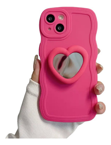 Funda De Silicona Para Samsung Galaxy Soporte Espejo Corazón