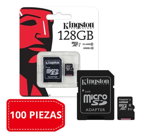 Paquete De 100 Memorias Kingston Micro Sd 128gb + Adaptador