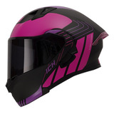 Casco Abatible Ich 3120 Holger Negro Mate Fucsia Visor Smoke