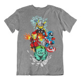 Camiseta Anime Pokemon Avengers Vingadores Pikachu 