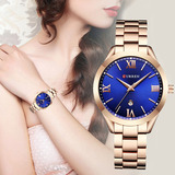 Reloj Dama Casual Curren Elegante Acero Análogo Fechador