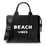 The Tote Bag Para Mujer Regalos Beach Vibes Negro Mediano Mi