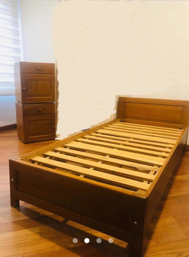 Cama Sencilla Madera 190x90cm + 2 Mesas De Noche 