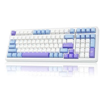 Teclado Mecanico Gamer Aula F99 Rgb Español Grey Switch Blanco\u002Fazul\u002Fmorado Idioma Español Latinoamérica Alámbrico | Meses sin interés