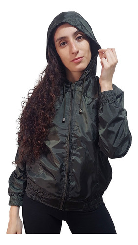 Campera Mujer Rompeviento Impermeable Con Bolsillos Capucha