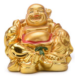 Resina Feng Shui Dorado Riendo Sentado Buda Estatua Colorida