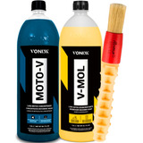 Kit Lavar Carro Moto Shampoo V-mol Moto-v Limpa Motor Vonixx