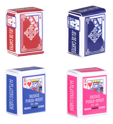 Conjunto De 4 Minicartas De Jogo De Pôquer Normal De Cor Mis