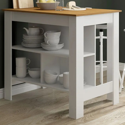 Bancada Ilha Mesa Gourmet Cozinha 103x92cm Mdp Menu Móveis Branco