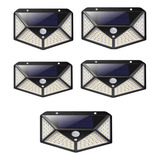 Pack X 5 Lampara Solar 100 Led Exterior Sensor De Movimiento