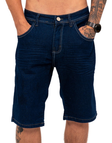 Bermuda Masculina Jeans Com Lycra Short Slim Fit