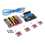 Kit Cnc Shield +4 Drivers A4988+arduino R3+cable Usb