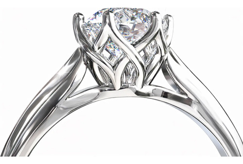 Anillo Compromiso 925 Plata Oro 14k Diamante Premium