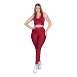 Calça Legguing E Top Com Bojo Roupas Academia Moda Fitness 