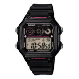 Reloj Pulsera Digital Casio Ae-1300 Con Correa De Resina Color Negro