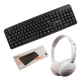 Kit Teclado Slim Conexion Usb + Auricular Ultraliviano Noga