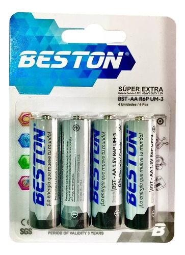 Baterías Pilas Aa Beston Carbono Pack X4 Unidades 1.5v 