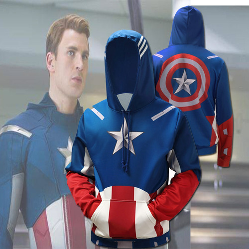 Superhero Capitán America Jersey Capucha Sudadera Traje
