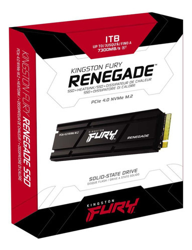 Ssd M2 Nvme 1tb Kingston Fury Renegade Com Dissipador Pcie 4.0 - Leitura: 7300mbps / Gravação: 6000mbps - Sfyrsk/1000g 