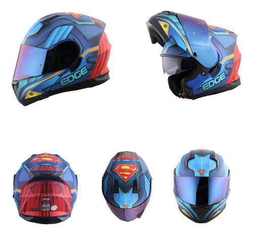 Casco Abatible Edge Superman Dccertificado Dot Y Ece Moto